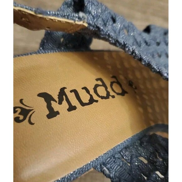 Mudd Casual Woven Strappy Slingback Wedge Sandals Womens Size 6.5 Blue - Picture 9 of 11